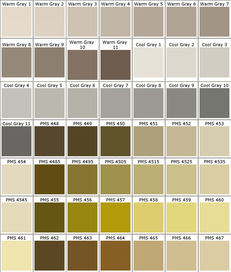 Pantone Gray Color Chart