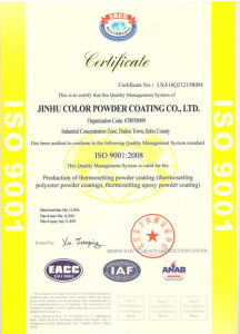 powder coating certificate iso9001-powder-coating